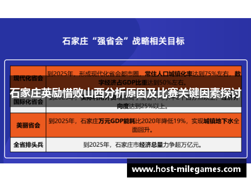 石家庄英励惜败山西分析原因及比赛关键因素探讨