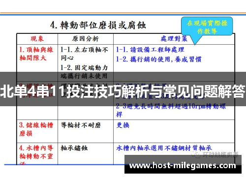 北单4串11投注技巧解析与常见问题解答