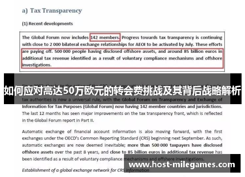 如何应对高达50万欧元的转会费挑战及其背后战略解析